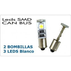 Bombilla Led Posición BA9S CAN-BUS, 2 LED SMD blanco 3,5W 12V